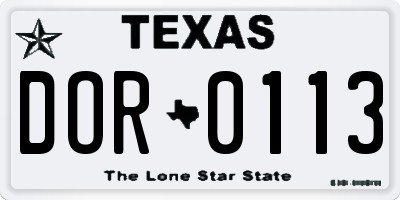 TX license plate DOR0113