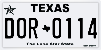 TX license plate DOR0114