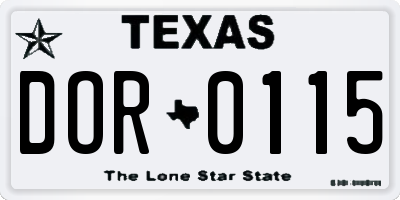 TX license plate DOR0115