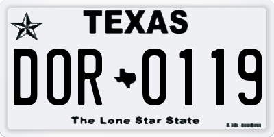 TX license plate DOR0119
