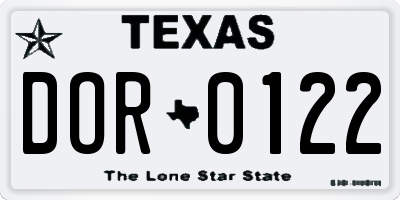 TX license plate DOR0122