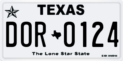 TX license plate DOR0124