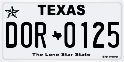TX license plate DOR0125