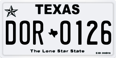 TX license plate DOR0126