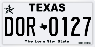 TX license plate DOR0127