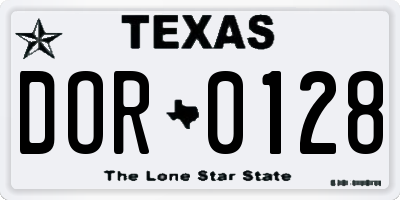 TX license plate DOR0128