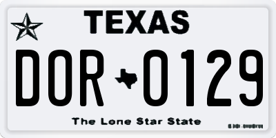 TX license plate DOR0129