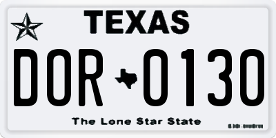 TX license plate DOR0130