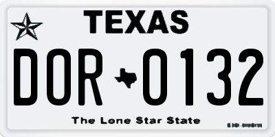 TX license plate DOR0132