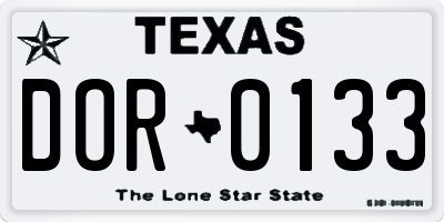 TX license plate DOR0133