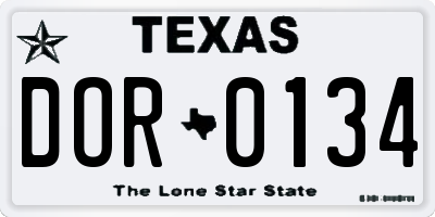 TX license plate DOR0134