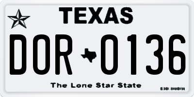 TX license plate DOR0136