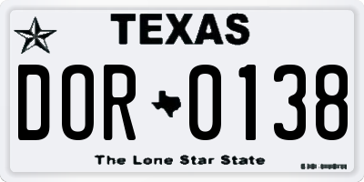 TX license plate DOR0138