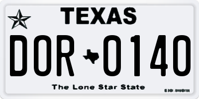 TX license plate DOR0140