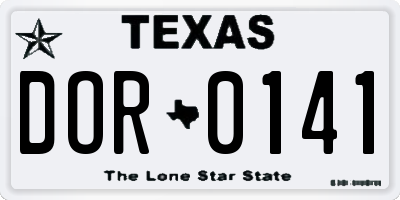 TX license plate DOR0141