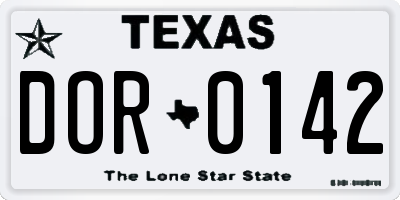 TX license plate DOR0142