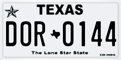 TX license plate DOR0144