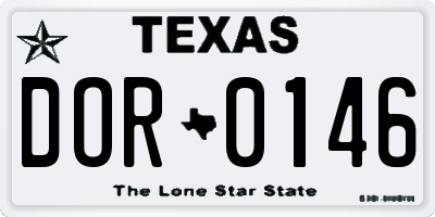 TX license plate DOR0146