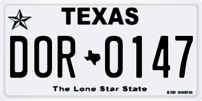 TX license plate DOR0147