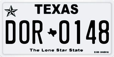 TX license plate DOR0148