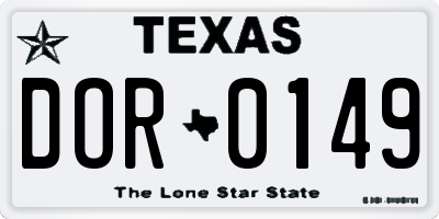 TX license plate DOR0149