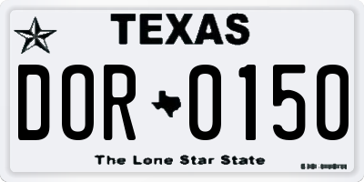 TX license plate DOR0150