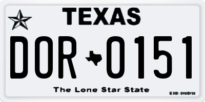 TX license plate DOR0151