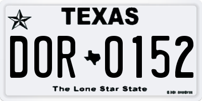TX license plate DOR0152