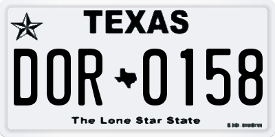 TX license plate DOR0158