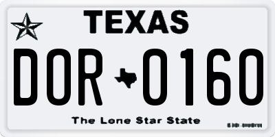 TX license plate DOR0160