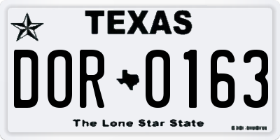 TX license plate DOR0163