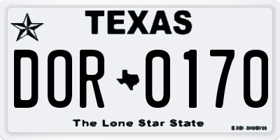 TX license plate DOR0170