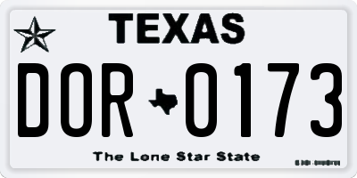 TX license plate DOR0173