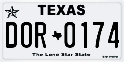 TX license plate DOR0174