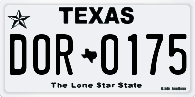 TX license plate DOR0175