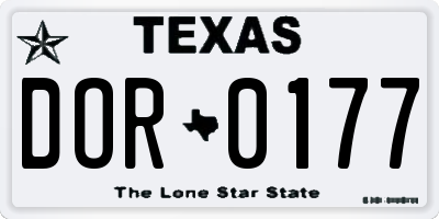 TX license plate DOR0177