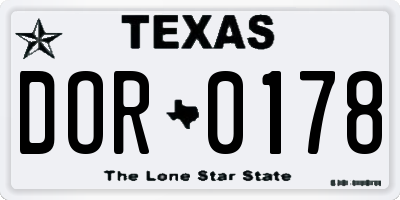 TX license plate DOR0178