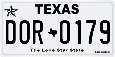 TX license plate DOR0179