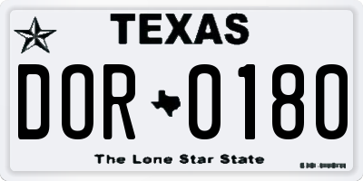 TX license plate DOR0180