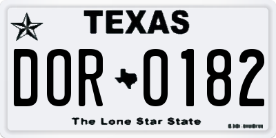 TX license plate DOR0182