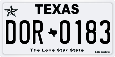 TX license plate DOR0183
