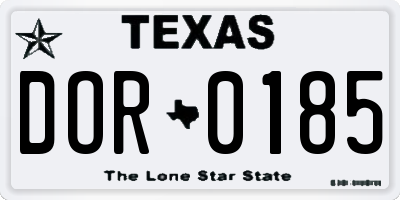 TX license plate DOR0185