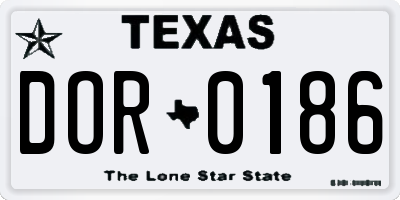 TX license plate DOR0186