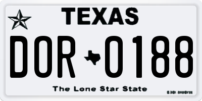TX license plate DOR0188