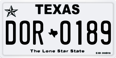 TX license plate DOR0189