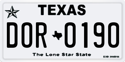TX license plate DOR0190