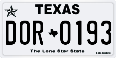 TX license plate DOR0193