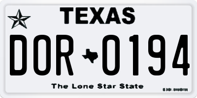 TX license plate DOR0194