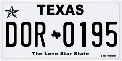 TX license plate DOR0195