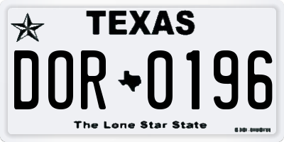 TX license plate DOR0196